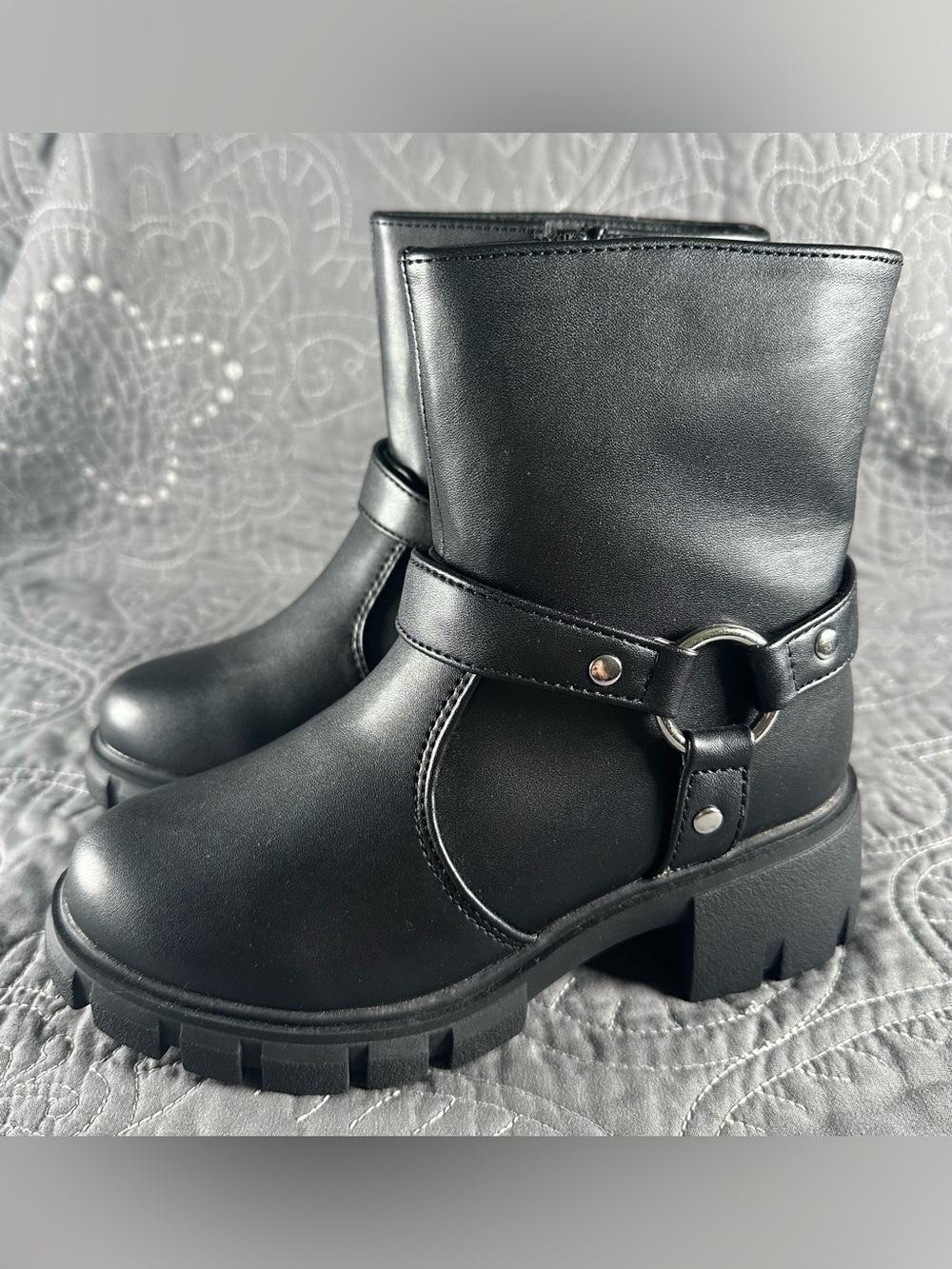 Thereabouts Little Girls Black Zuri Chunky Heel Motorcycle Boots NWT Size 13